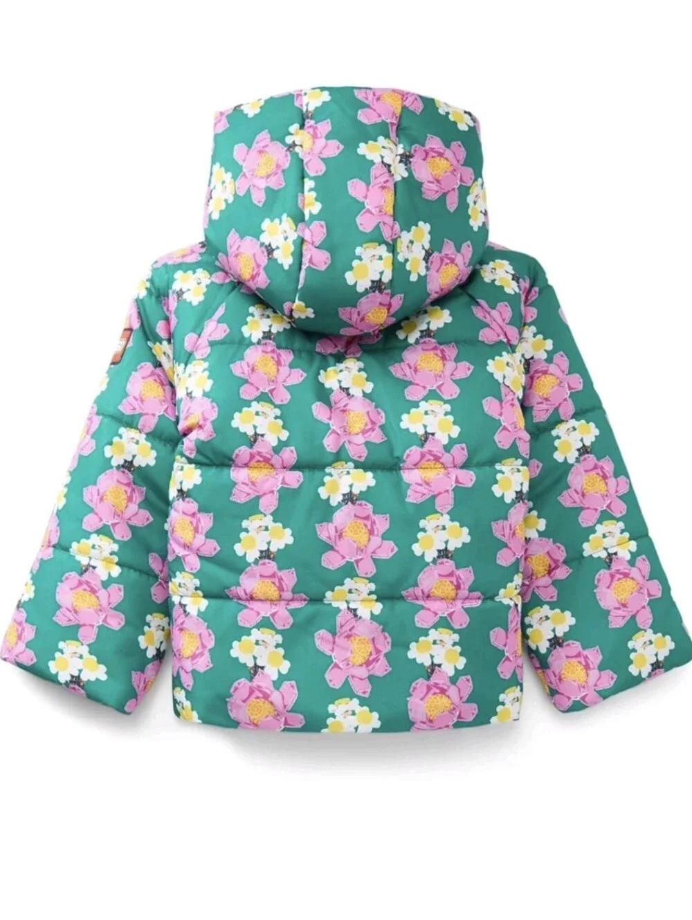 LEGO Botanicals Toddler Girl Puffer Jacket. 3T NWT. Green w/ Pink & White Flower